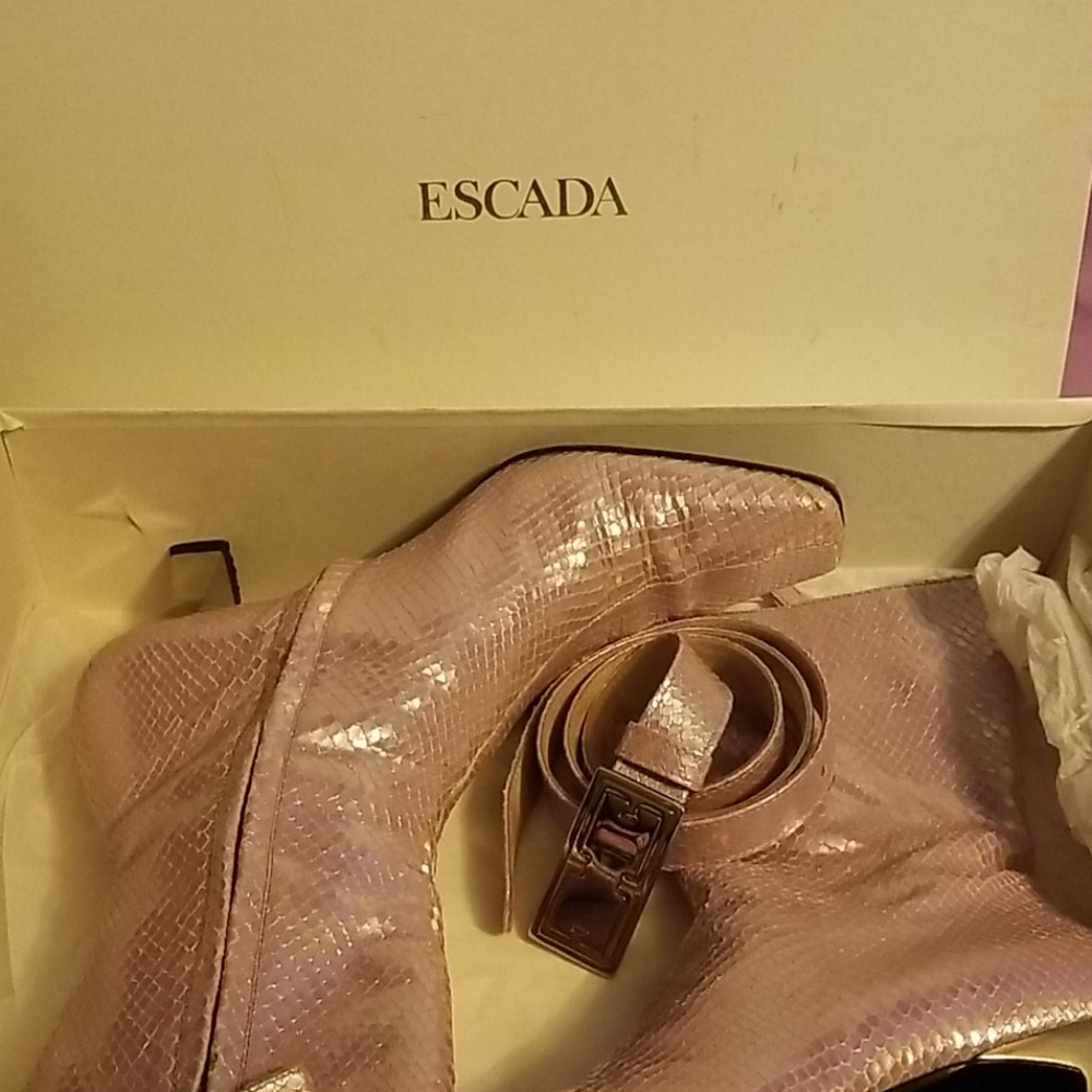Escada snakeskin boots with matching belt